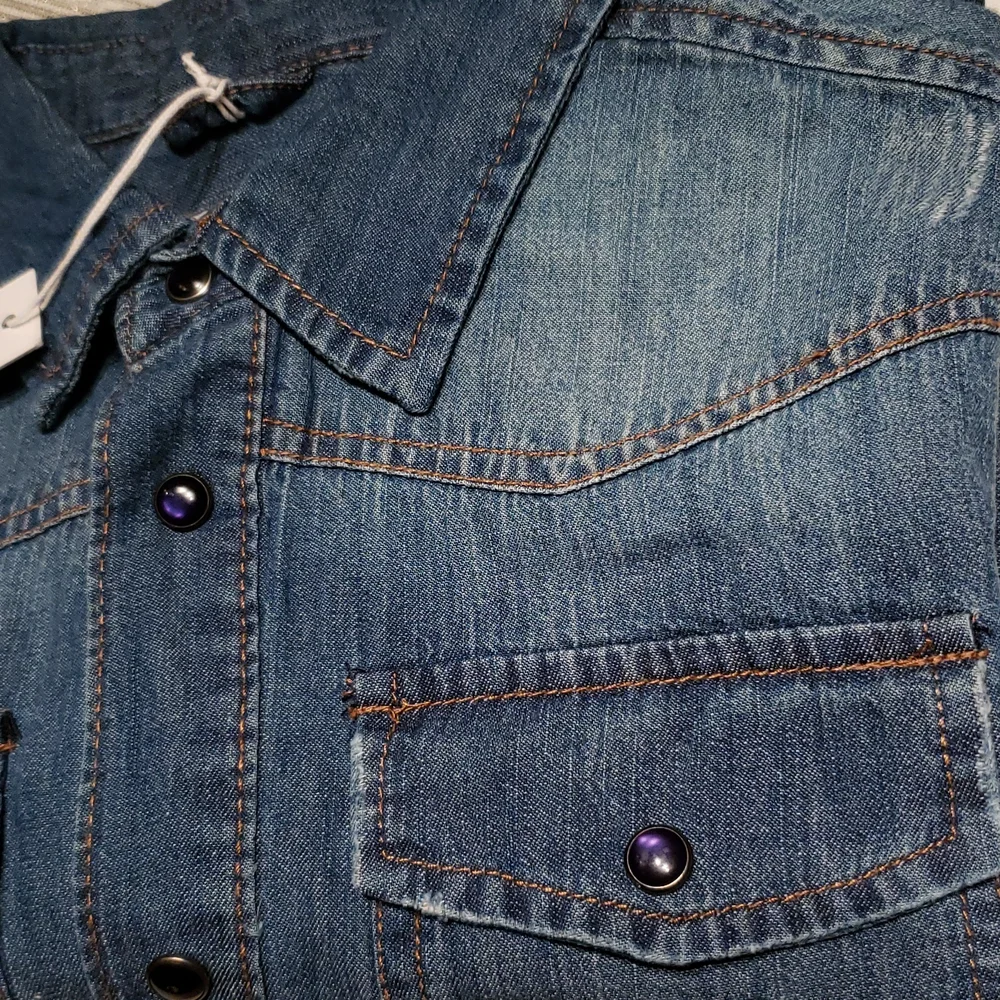 JOE'S Long Sleeve Distressed Denim Snap Button Up Shirt NEW Big Kids M (10/12)